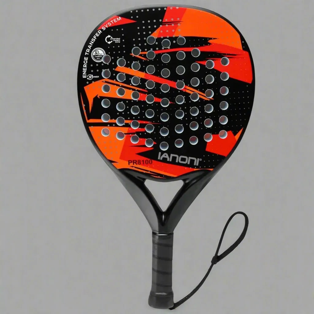 Carbon Fibre Padel Racket - Black/Orange